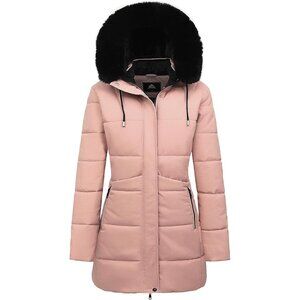 Women's Pink Winter Puffer Coat Jacket Waterproof Hooded